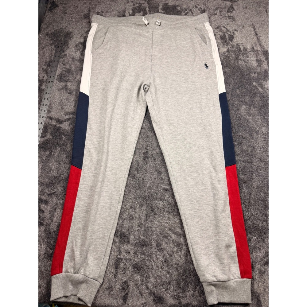 Polo Ralph Lauren Mens 3XL Grey Heather Colorblock Side Stripe Jogger Sweatpants